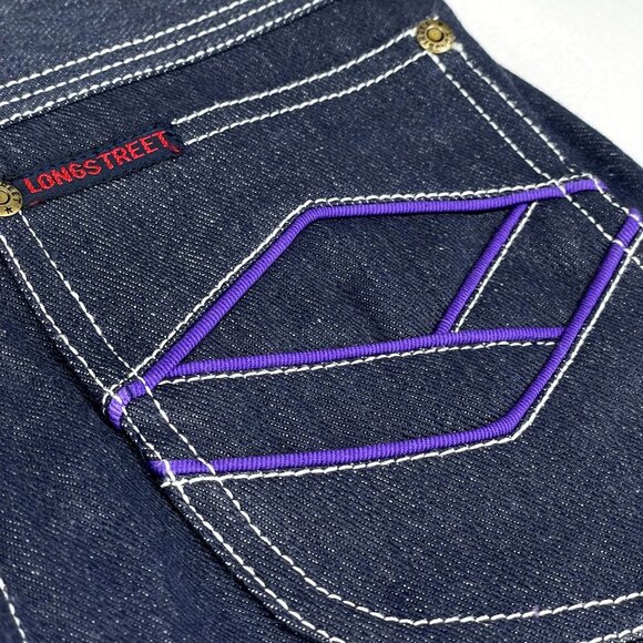 NWT Vintage 1970s Longstreet Dark Wash Denim Embroidered Jeans 12S / 23.5" - 24" - Picture 13 of 16